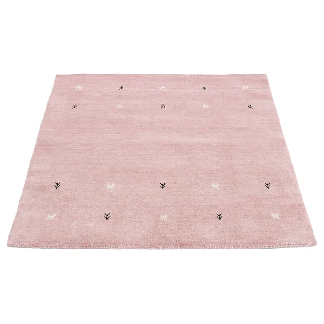 Wollteppich Gabbeh Uni Quadratisch Pink/Pink 60 x 60cm Wolle