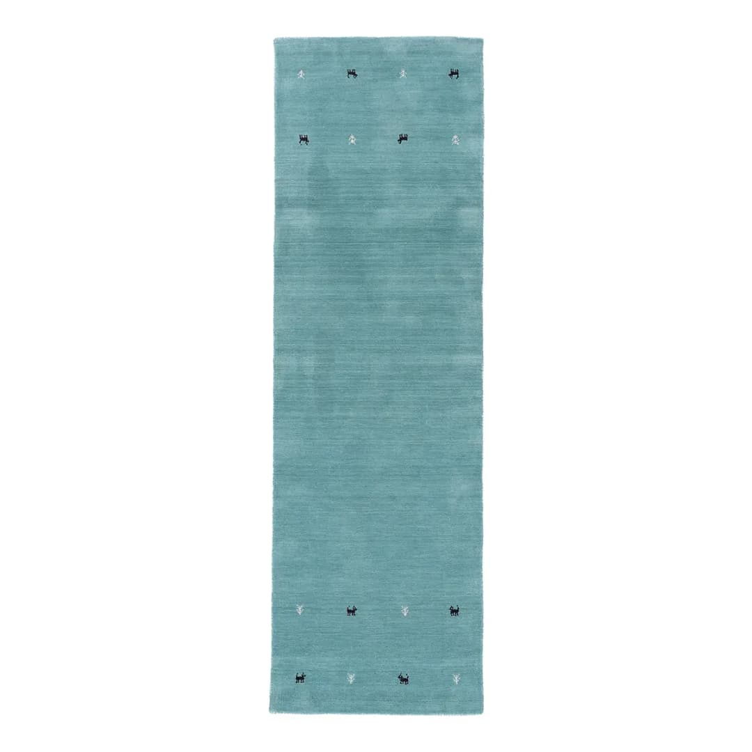Läufer Gabbeh Uni 80 x 450cm Türkis | Türkis