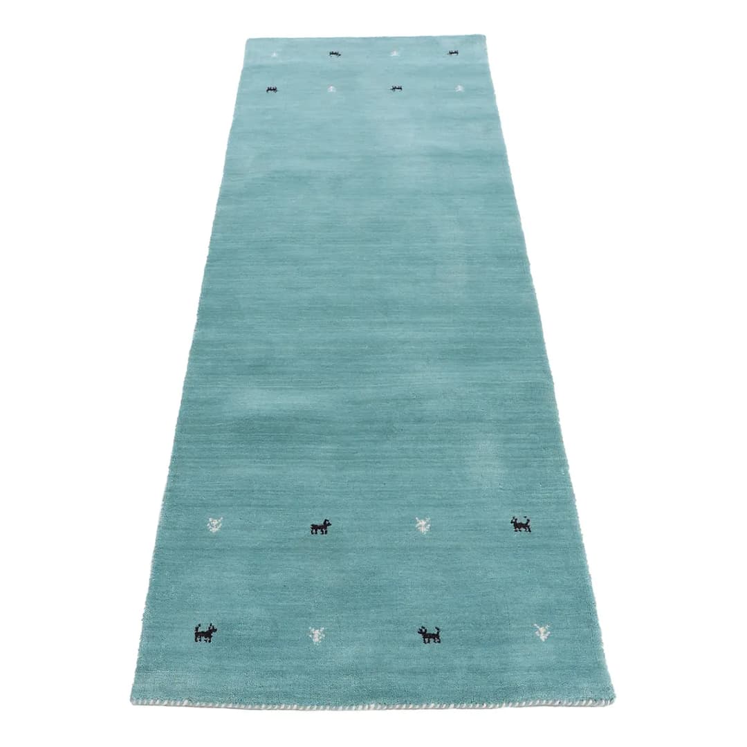 Läufer Gabbeh Uni 80 x 450cm Türkis | Türkis