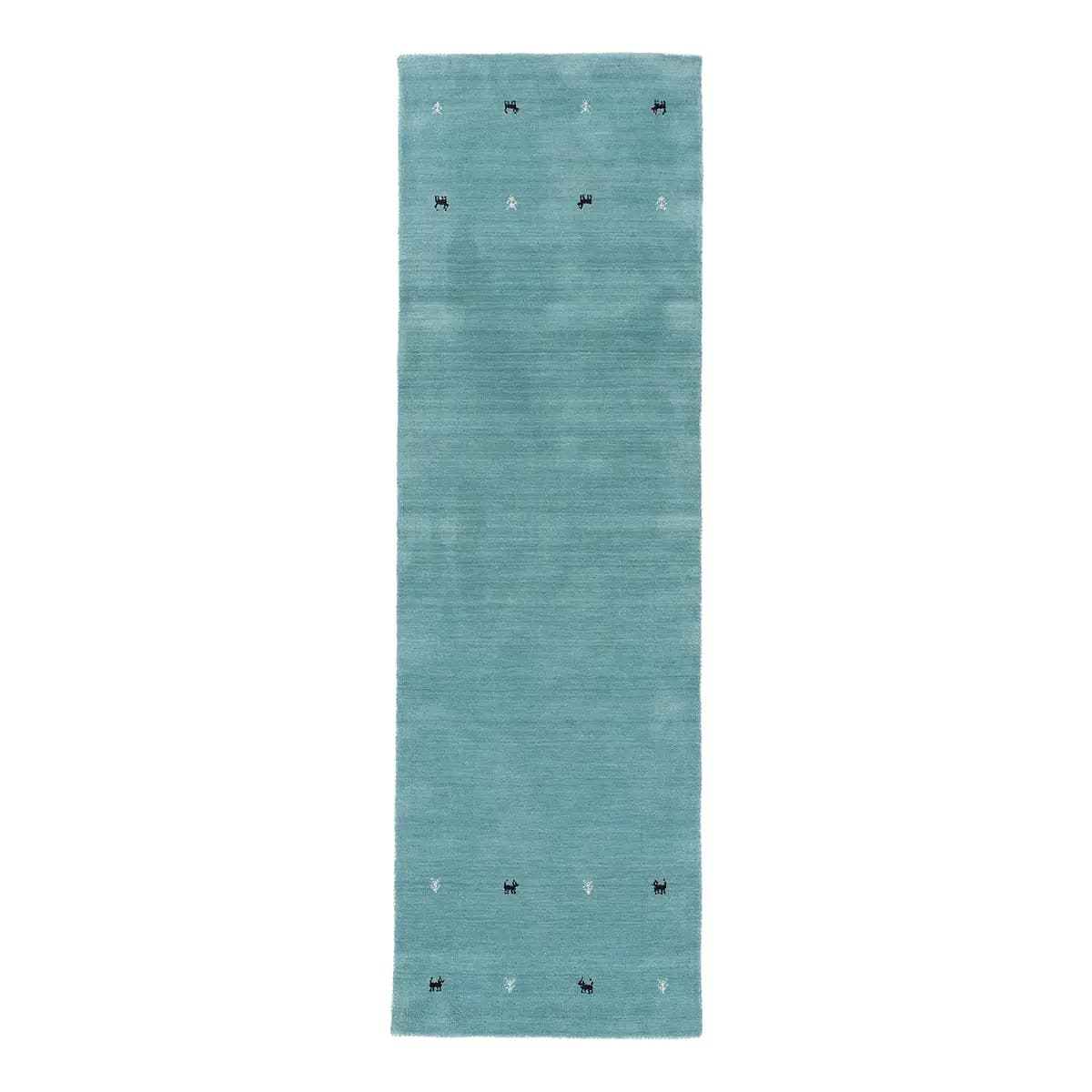 Läufer Gabbeh Uni 80 x 350cm Türkis | Türkis