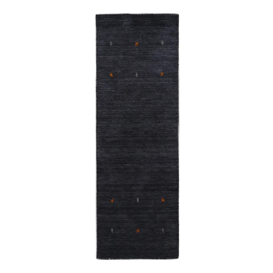 Läufer Gabbeh Uni 80 x 600cm Schwarz/Schwarz | Schwarz