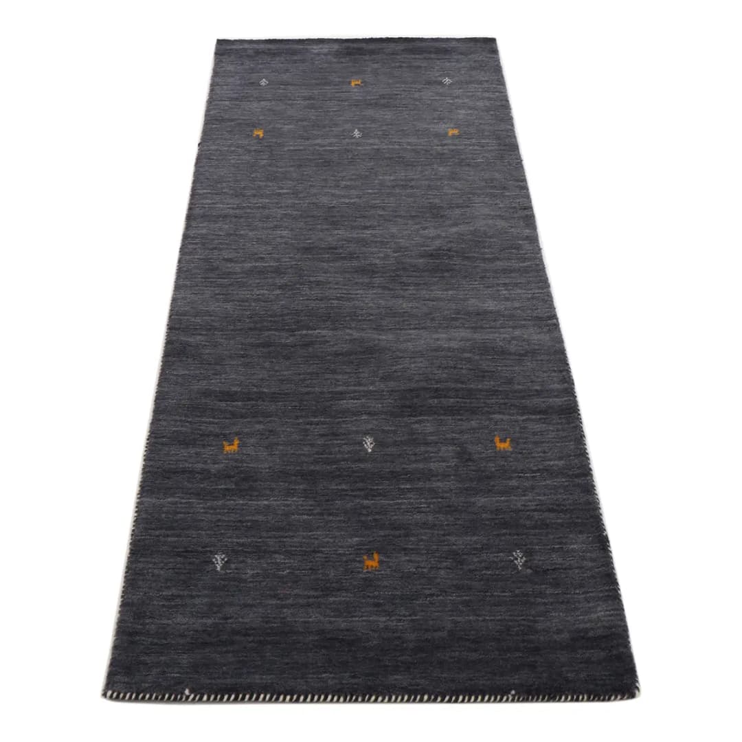 Läufer Gabbeh Uni 80 x 600cm Schwarz/Schwarz | Schwarz