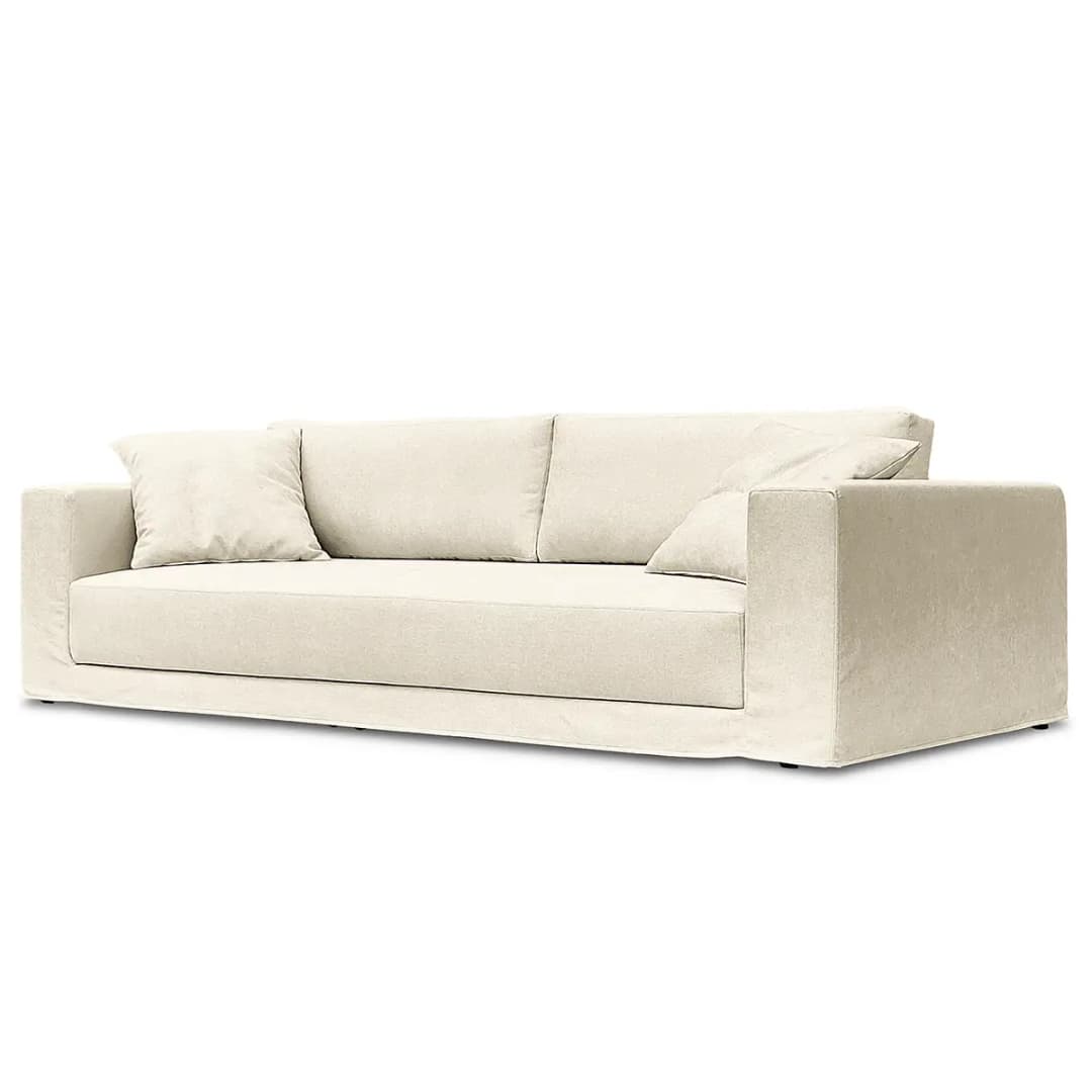 Big-Sofa mit Wechselbezug Weiß/Beige/Creme Webstoff Stormy