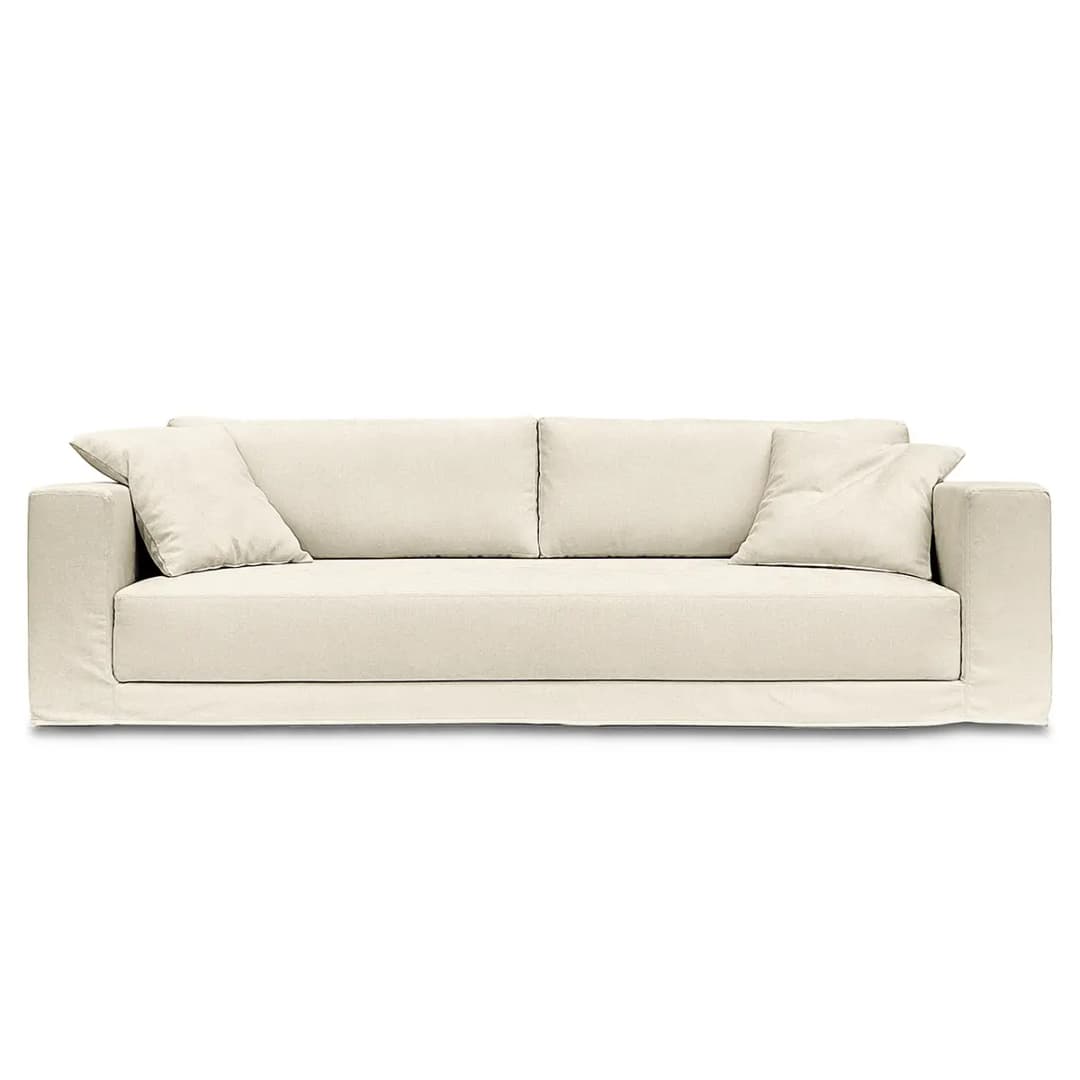 Big-Sofa mit Wechselbezug Weiß/Beige/Creme Webstoff Stormy