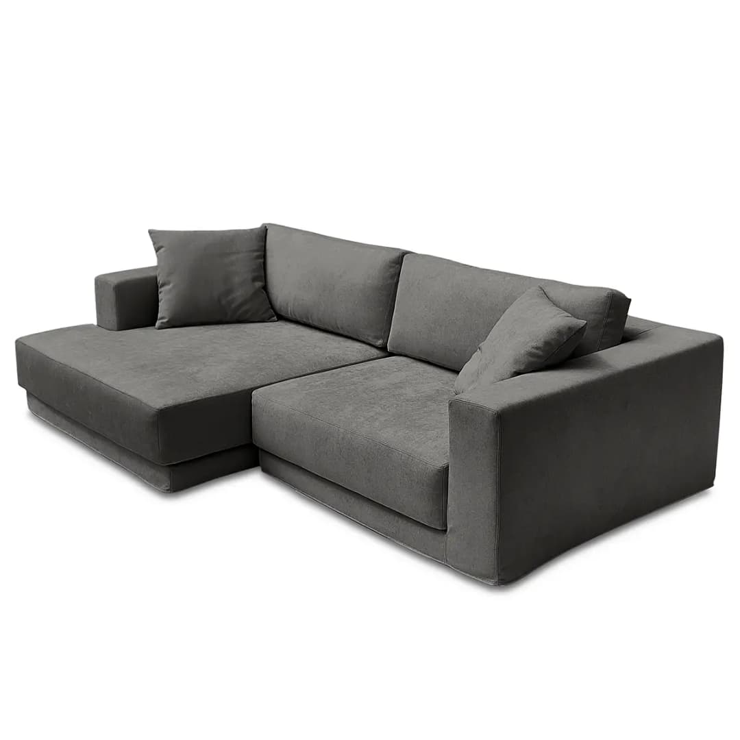 Ecksofa mit Wechselbezug Grau/Dunkelgrau Webstoff Stormy | Grau