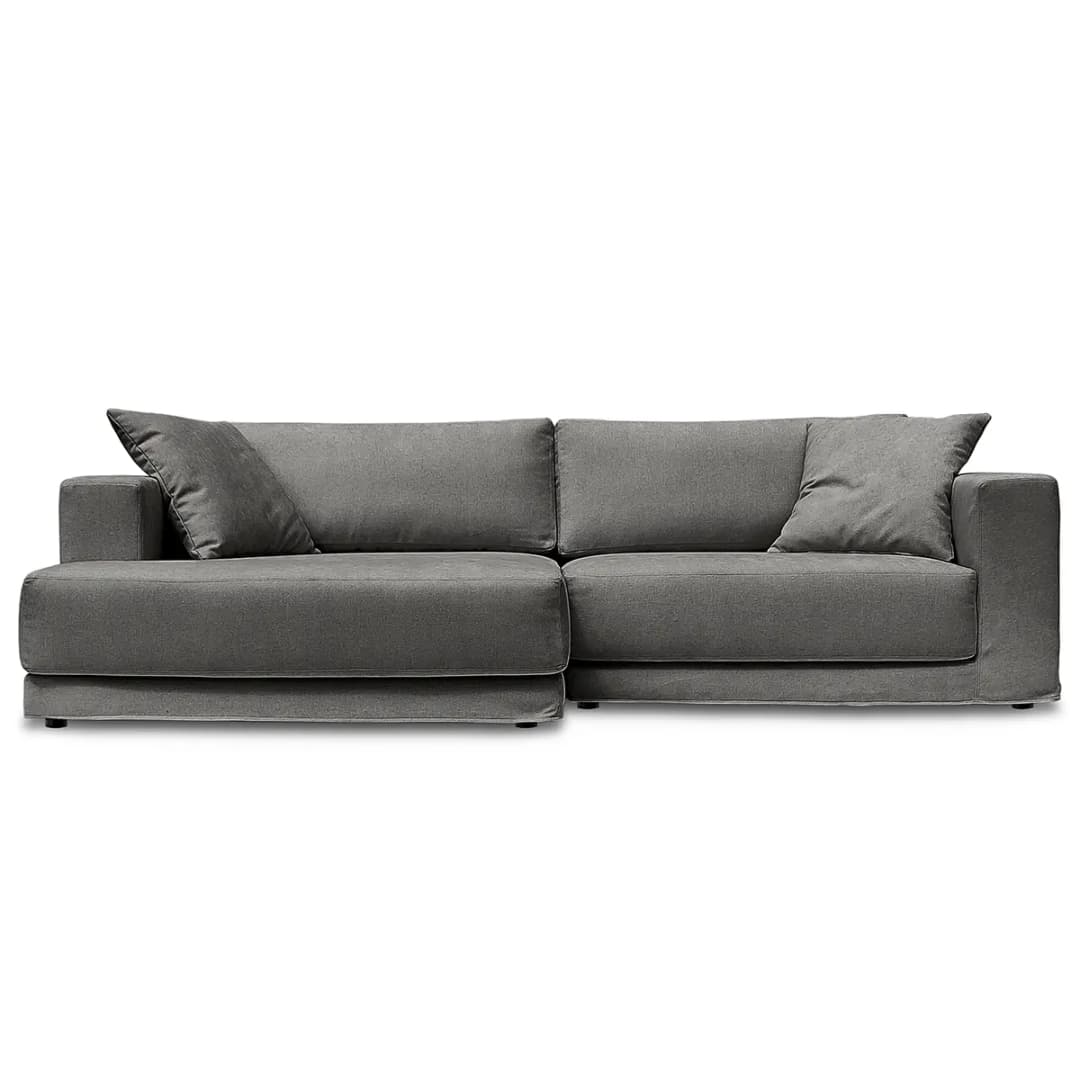 Ecksofa mit Wechselbezug Grau/Dunkelgrau Webstoff Stormy | Grau