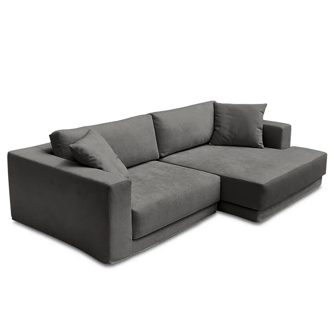 Ecksofa mit Wechselbezug Grau/Dunkelgrau Webstoff Stormy | Grau