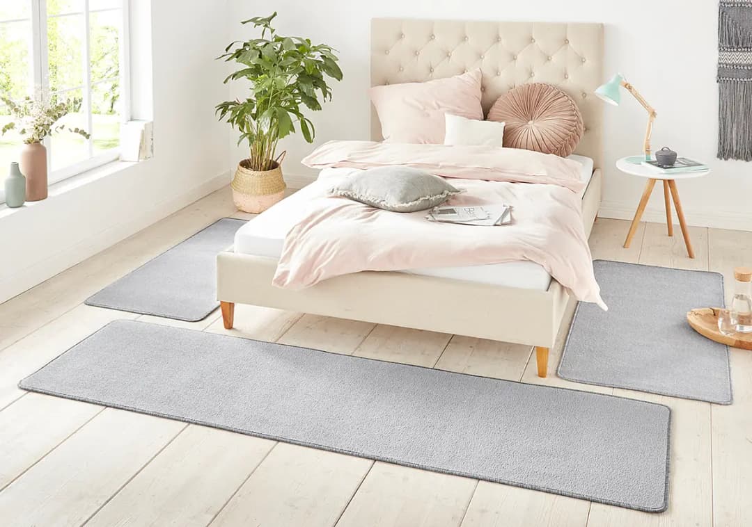 Läufer Silber/Silber 80 x 300cm Fleece | Silber