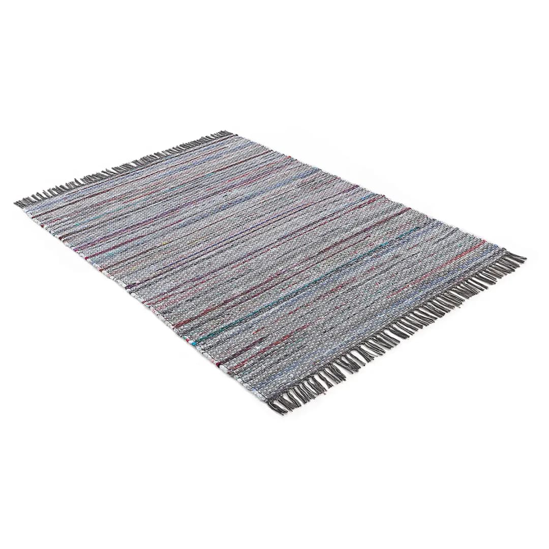 Baumwollteppich Kelim Chindi Grau/Grau 80 x 150cm | Grau
