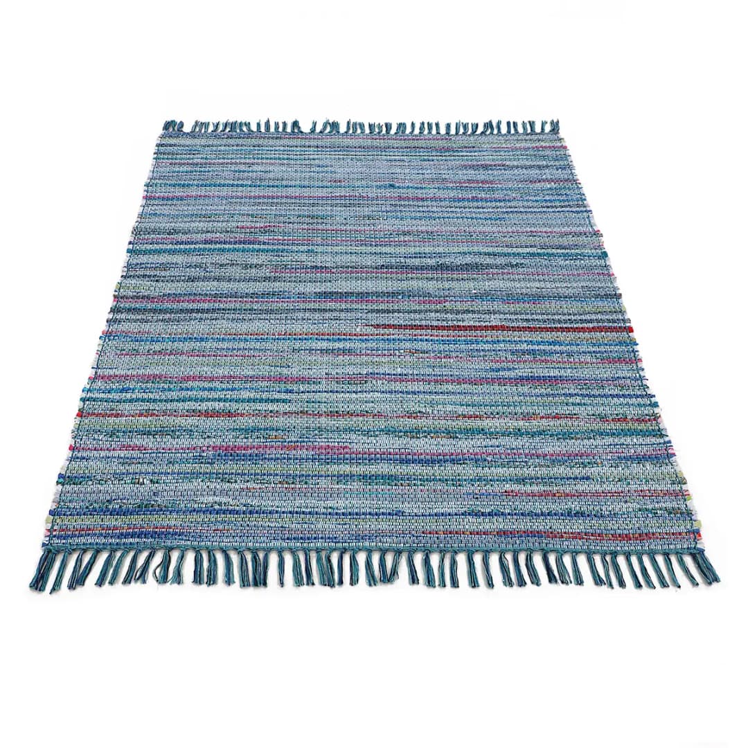 Baumwollteppich Kelim Chindi Blau/Blau 200 x 250cm | Blau