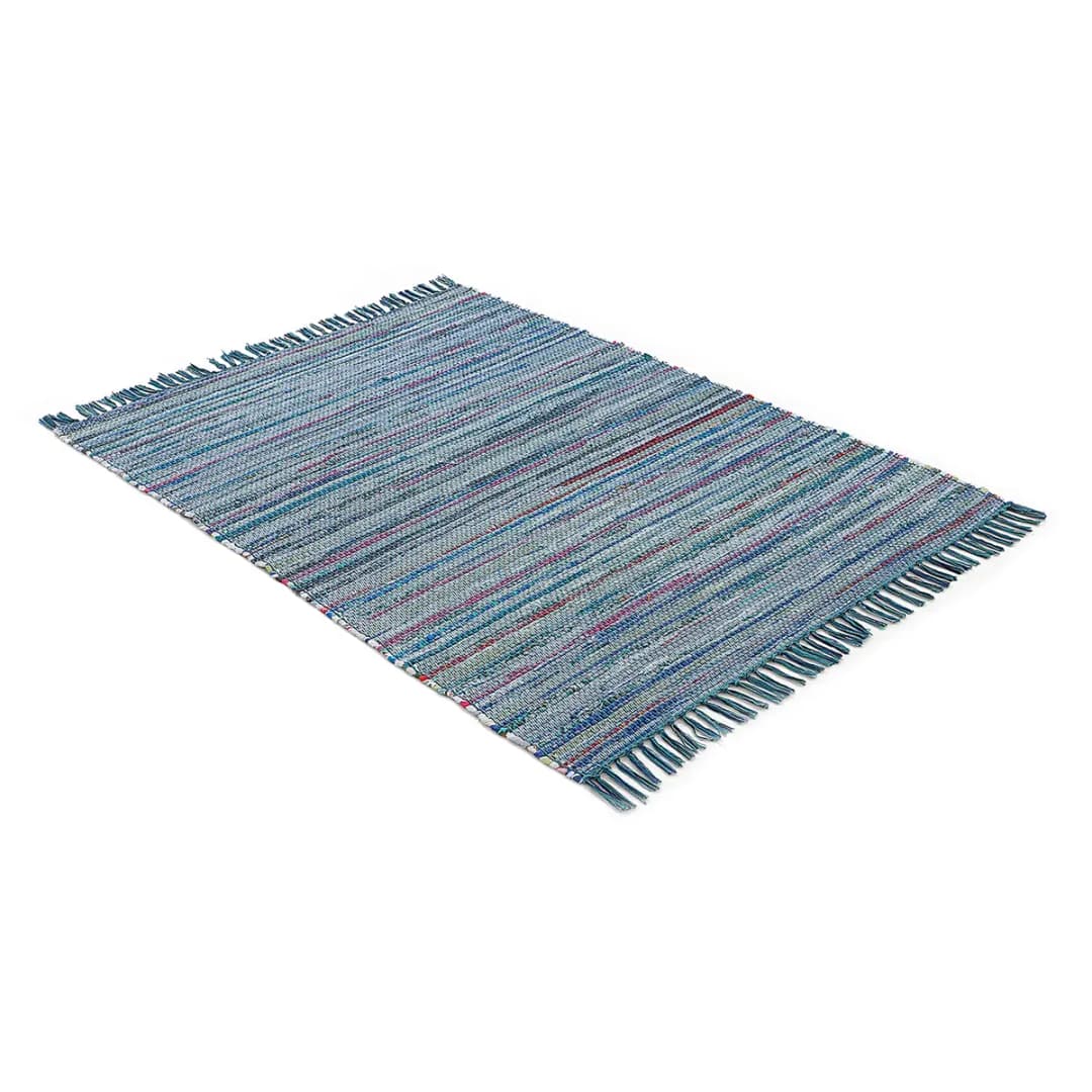 Baumwollteppich Kelim Chindi Blau/Blau 200 x 250cm | Blau