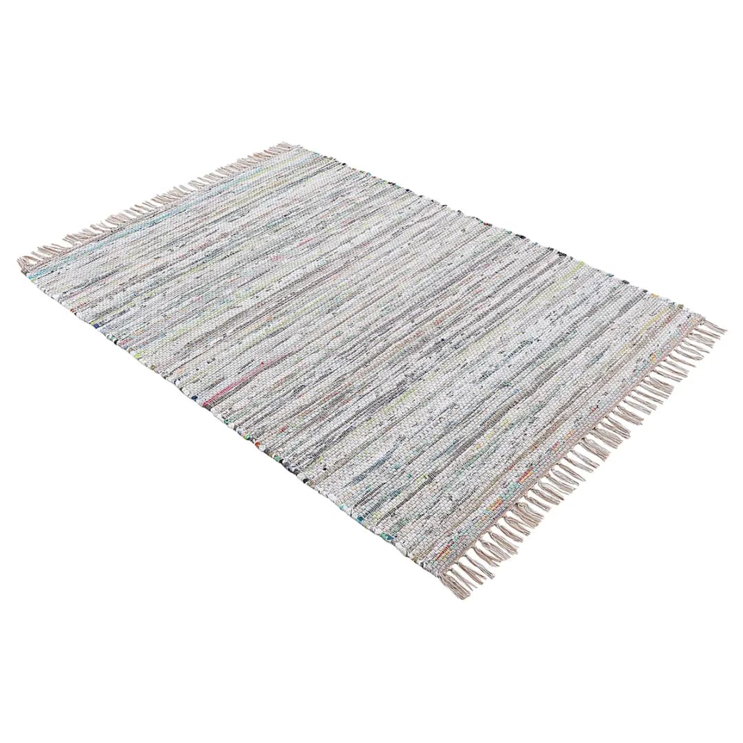 Kelim Chindi Baumwollteppich | Beige