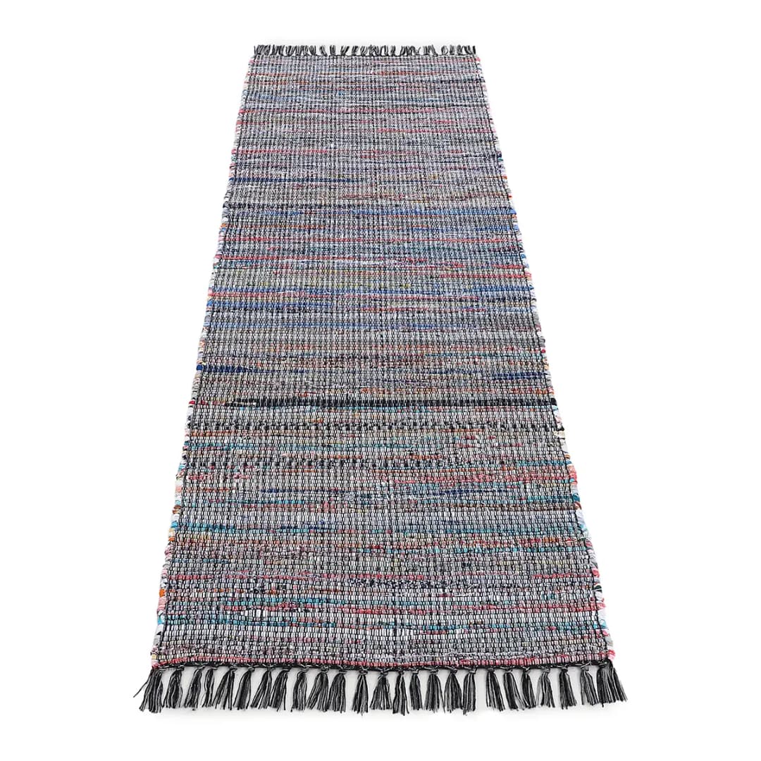 Läufer Kelim Chindi 60 x 180cm Schwarz/Schwarz | Schwarz