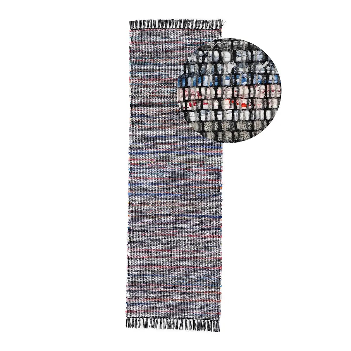 Läufer Kelim Chindi 75 x 240cm Schwarz/Schwarz | Schwarz