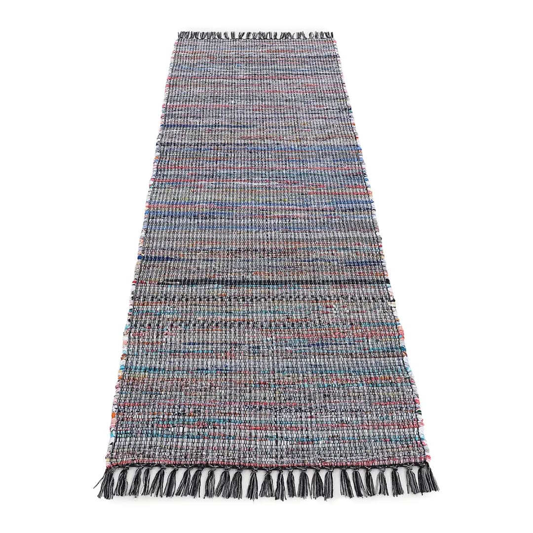 Läufer Kelim Chindi 75 x 240cm Schwarz/Schwarz | Schwarz
