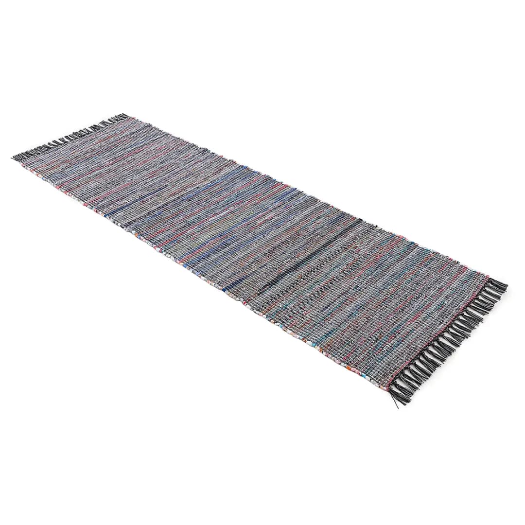 Läufer Kelim Chindi 75 x 240cm Schwarz/Schwarz | Schwarz