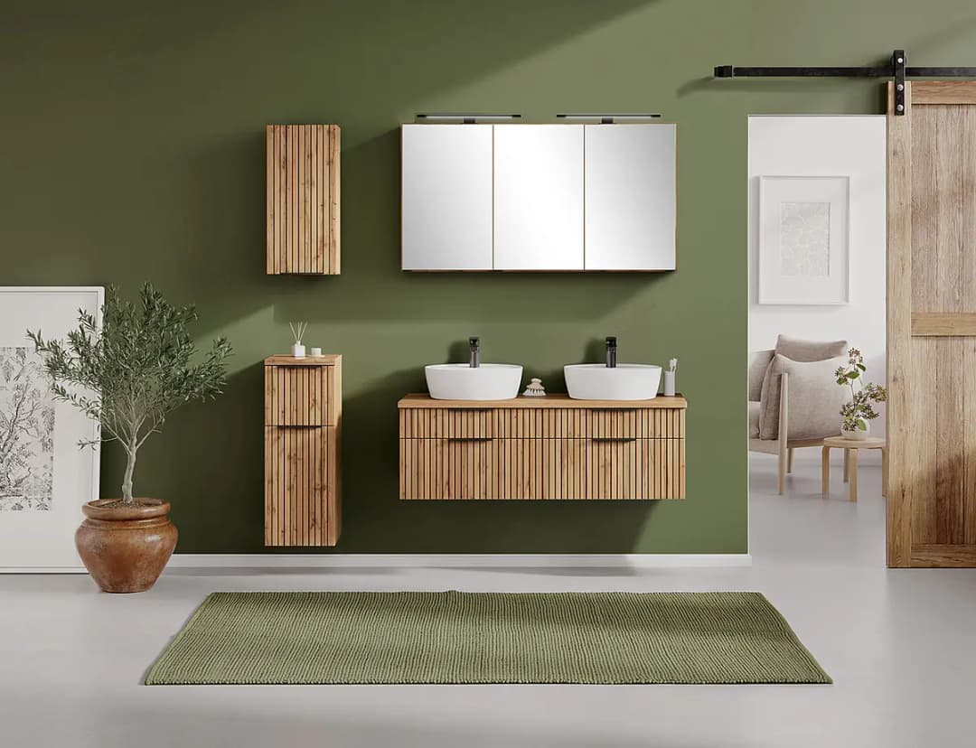Badezimmerset Keramik Typ B 120cm Braun/Beige/Weiß | Braun