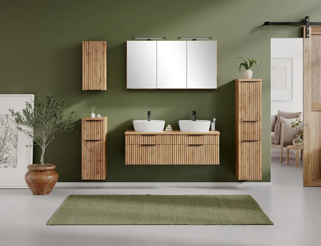 Badezimmerset Keramik Typ B 120cm Braun/Beige/Weiß | Braun