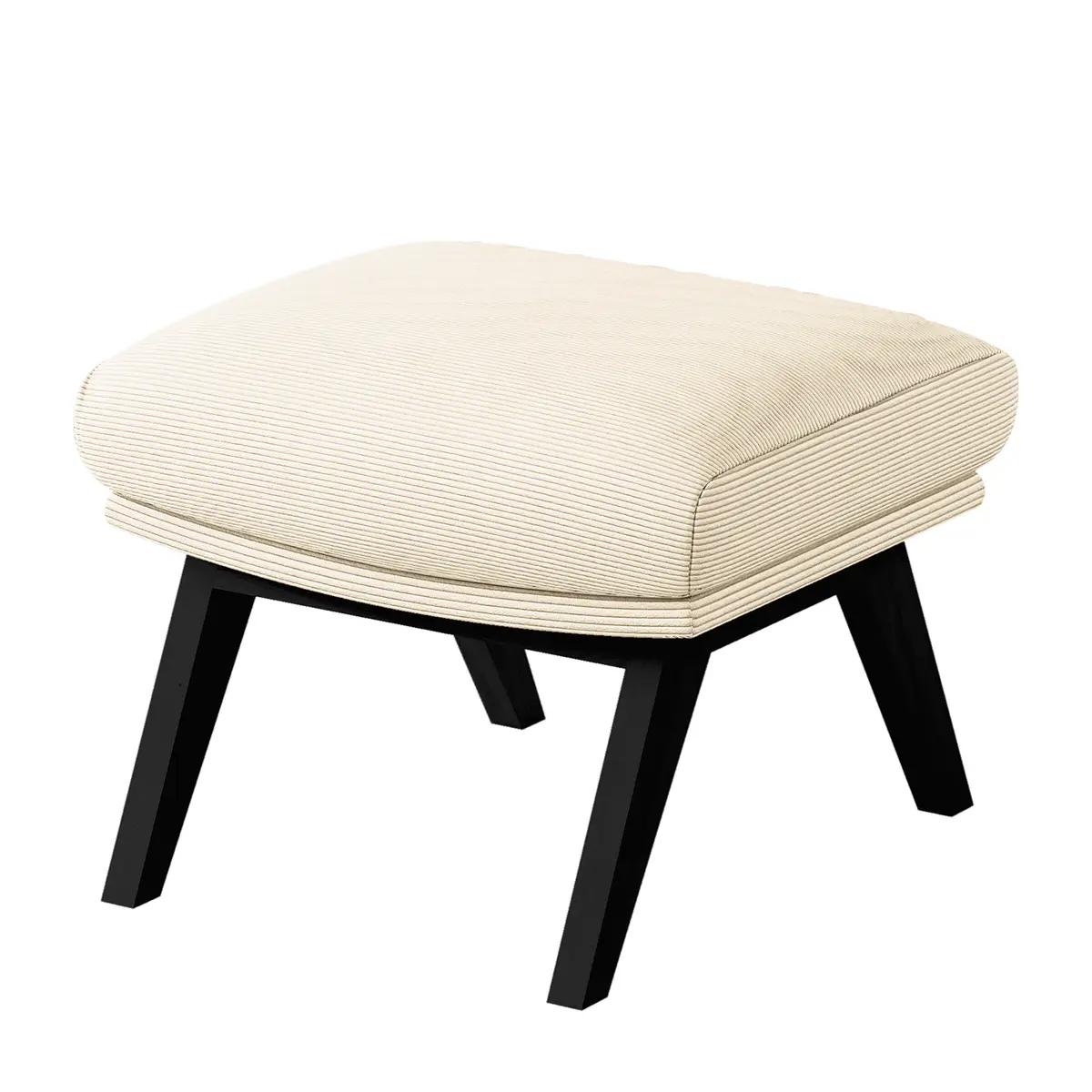 Polsterhocker mit Holzfüßen | Beige