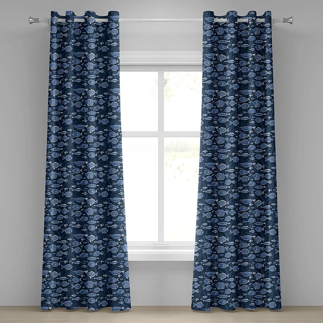 Ösenvorhang Ozean 2er-Set 245cm Blau/Hellblau/Dunkelblau | Blau