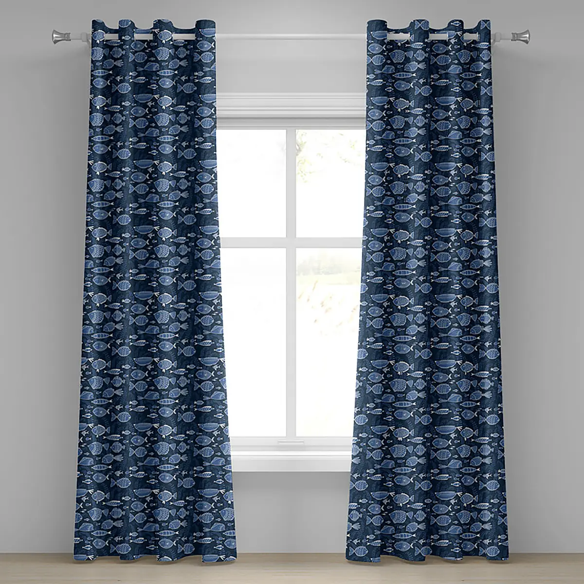 Ösenvorhang Ozean 2er-Set 245cm Blau/Hellblau/Dunkelblau | Blau