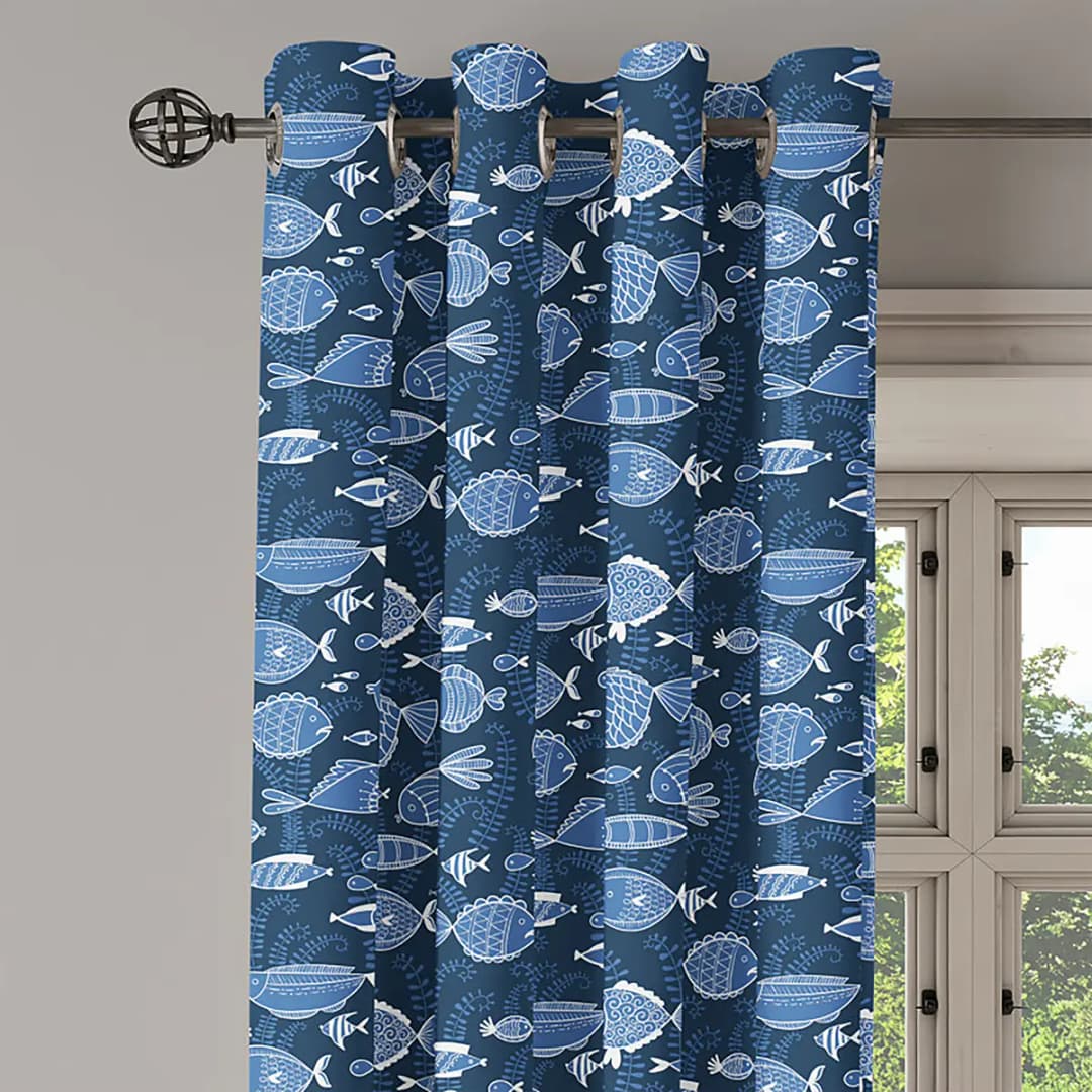 Ösenvorhang Ozean 2er-Set 245cm Blau/Hellblau/Dunkelblau | Blau