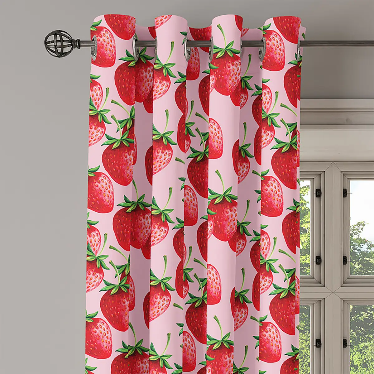 Ösenvorhang Strawberry 2er-Set 245cm Rot/Rot | Rot