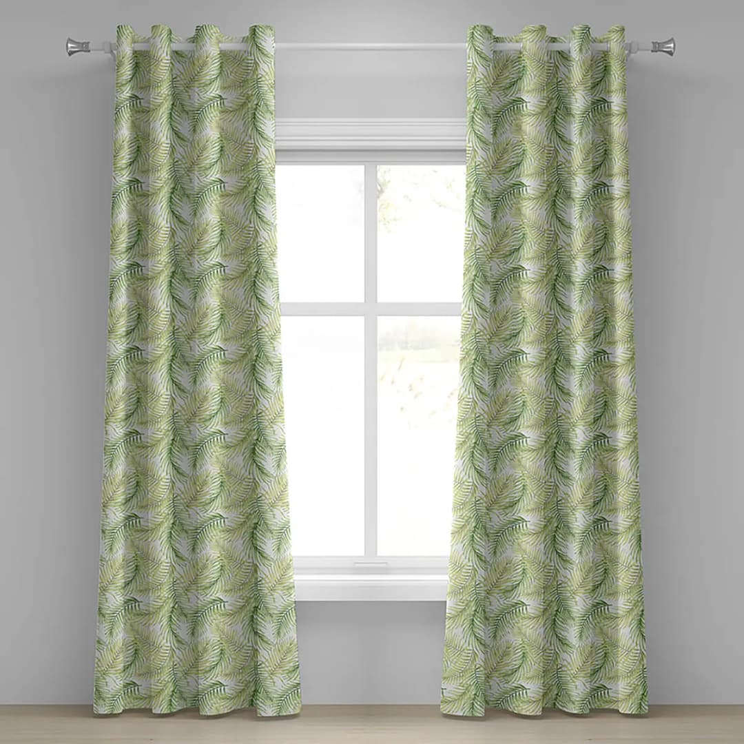 Ösenvorhang Palm Leaves 2er-Set 245cm Grün/Hellgrün | Grün