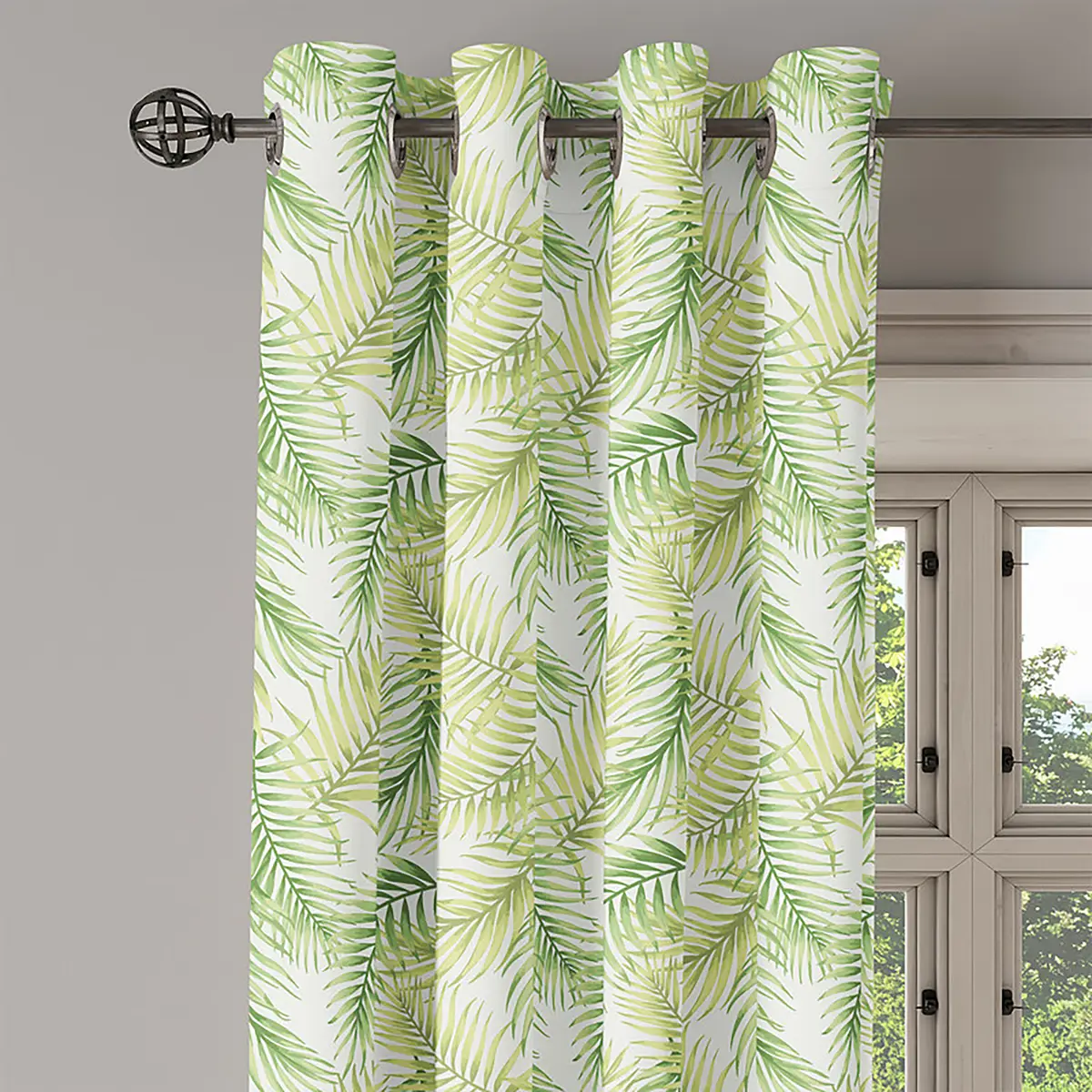 Ösenvorhang Palm Leaves 2er-Set 245cm Grün/Hellgrün | Grün