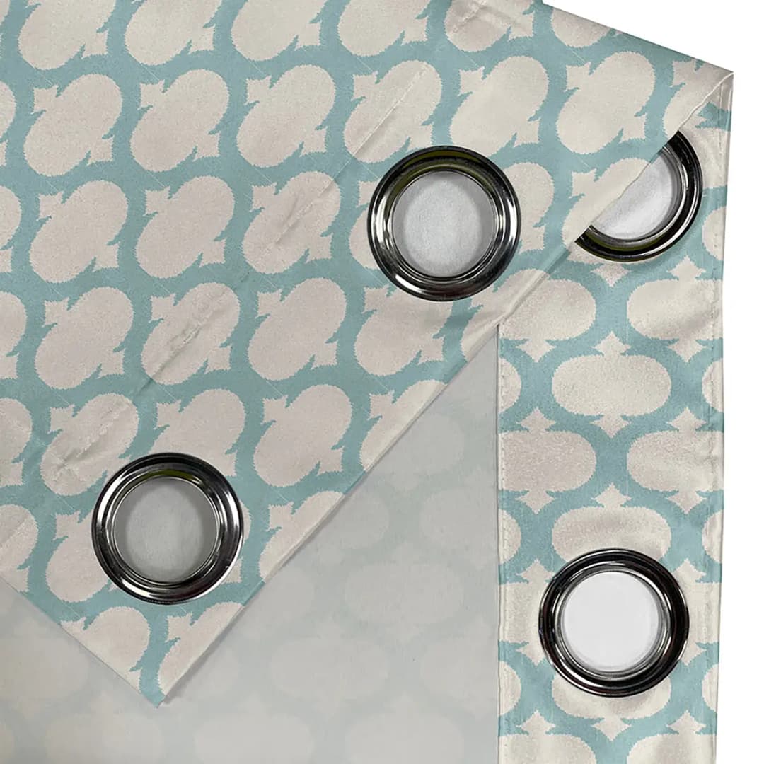 Ösenvorhang Moroccan Tile 2er-Set 245cm Beige/Creme/Petrol | Beige