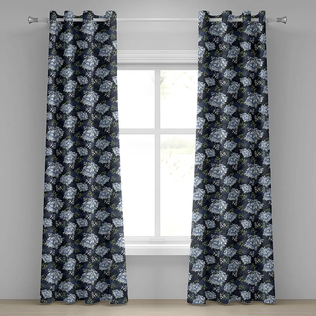 Ösenvorhang Wildrose 2er-Set 225cm | Blau