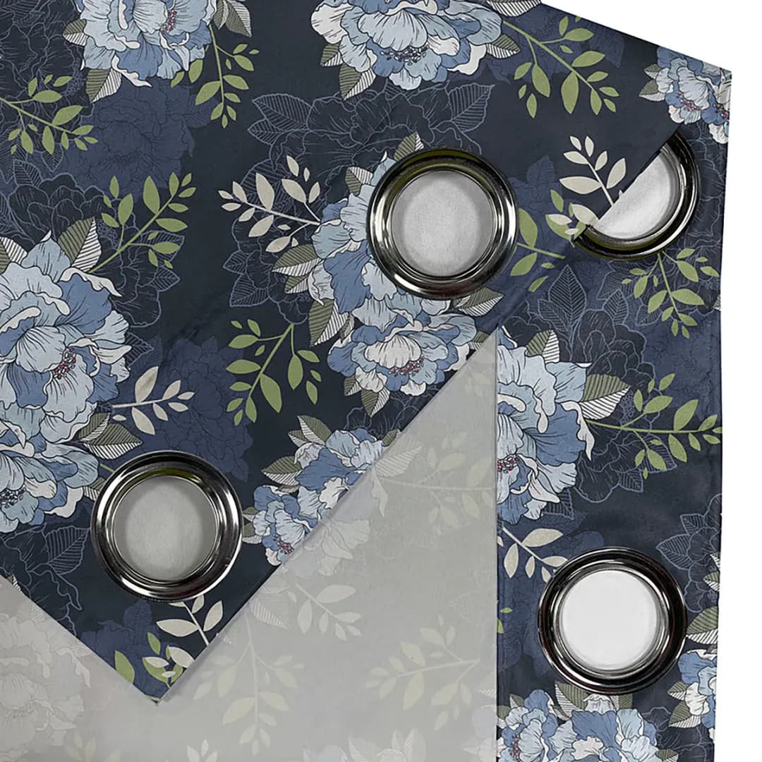 Ösenvorhang Wildrose 2er-Set 225cm | Blau