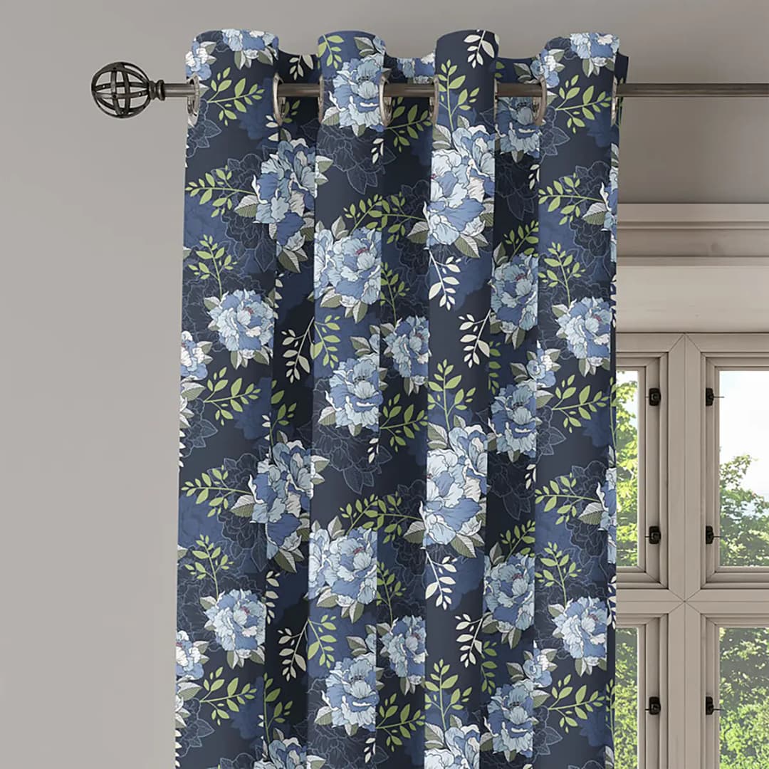 Ösenvorhang Wildrose 2er-Set 225cm | Blau