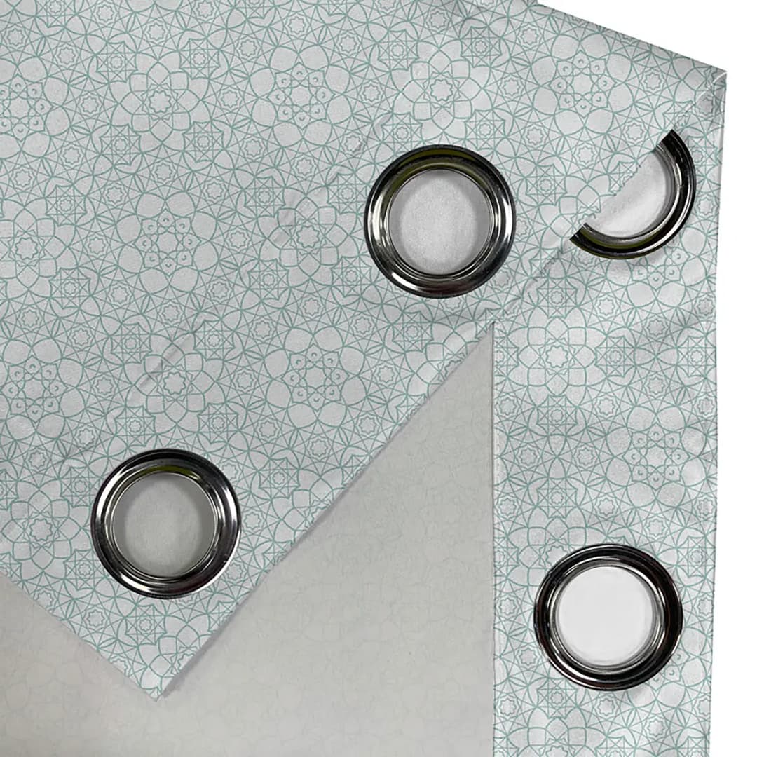 Ösenvorhang geometrische Blumen 2er-Set 225cm Blau/Blaugrau