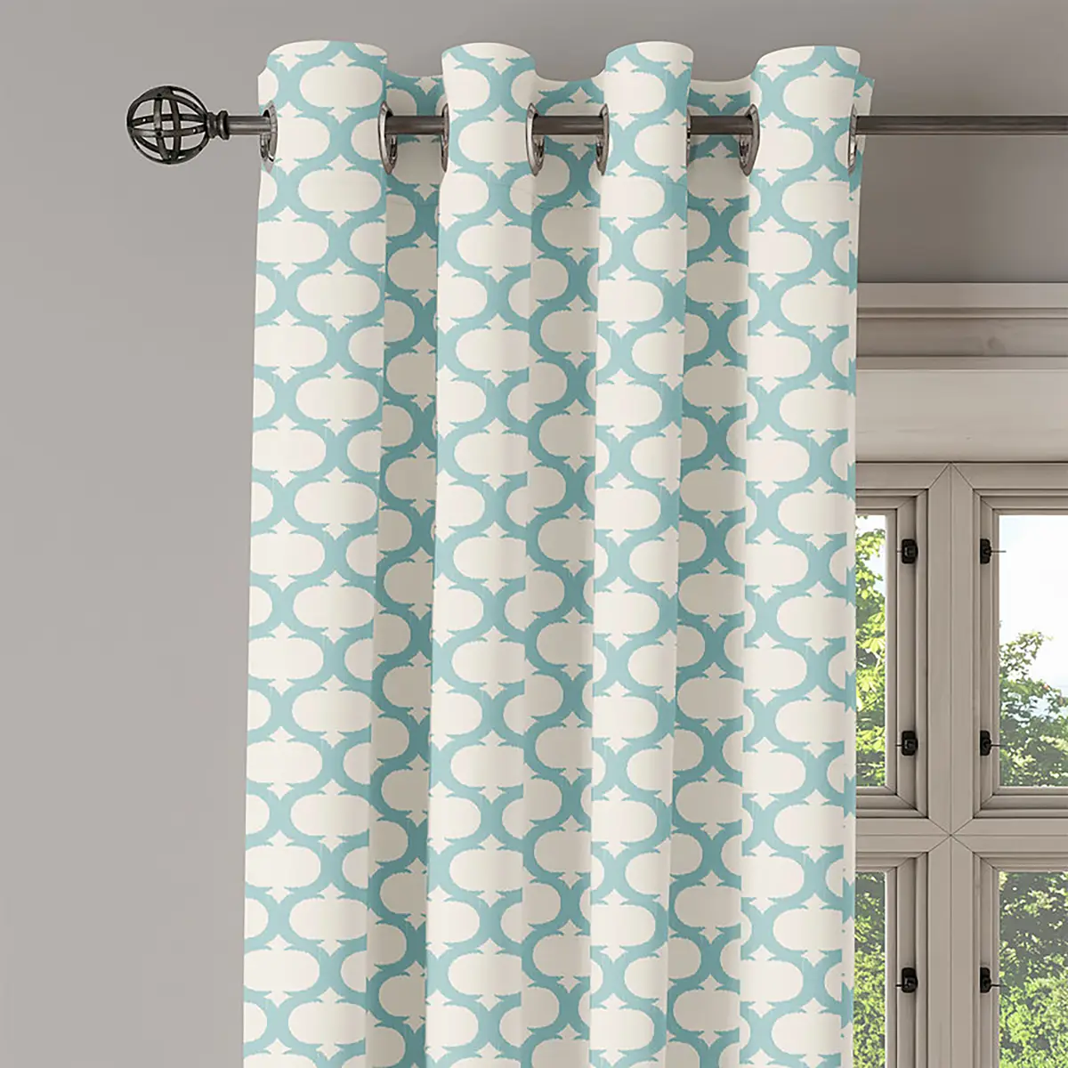 Ösenvorhang Moroccan Tile 2er-Set 225cm | Beige