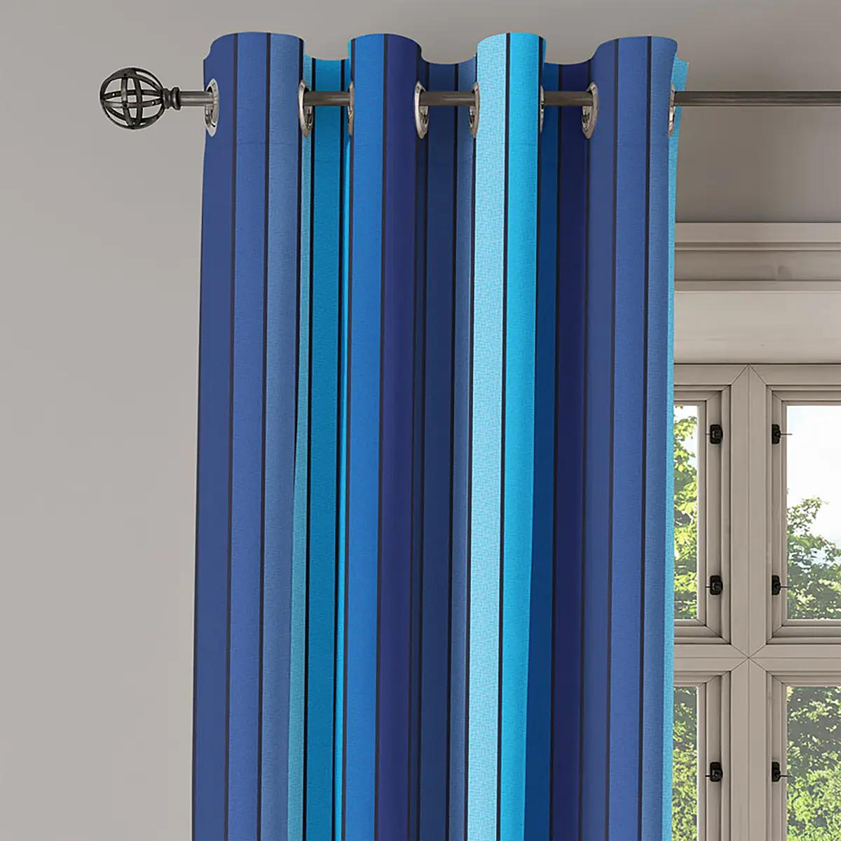 Ösenvorhang Blue Stripes 2er-Set 225cm | Blau
