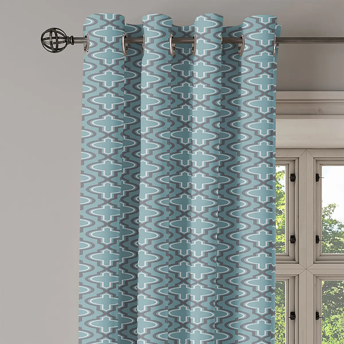 Ösenvorhang Clover 2er-Set 225cm Türkis/Türkis | Türkis