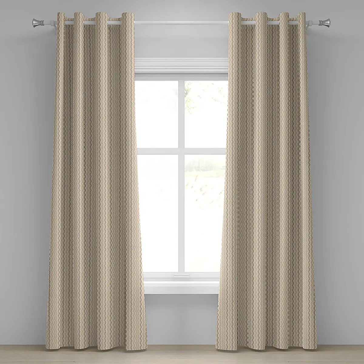 Ösenvorhang Waves 2er-Set 225cm Beige/Beige | Beige