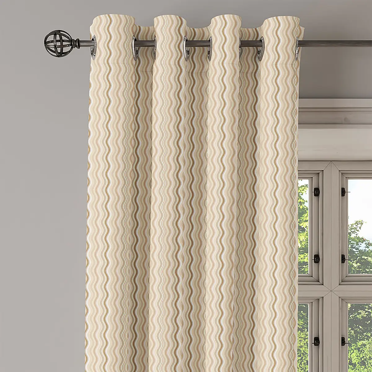 Ösenvorhang Waves 2er-Set 225cm Beige/Beige | Beige