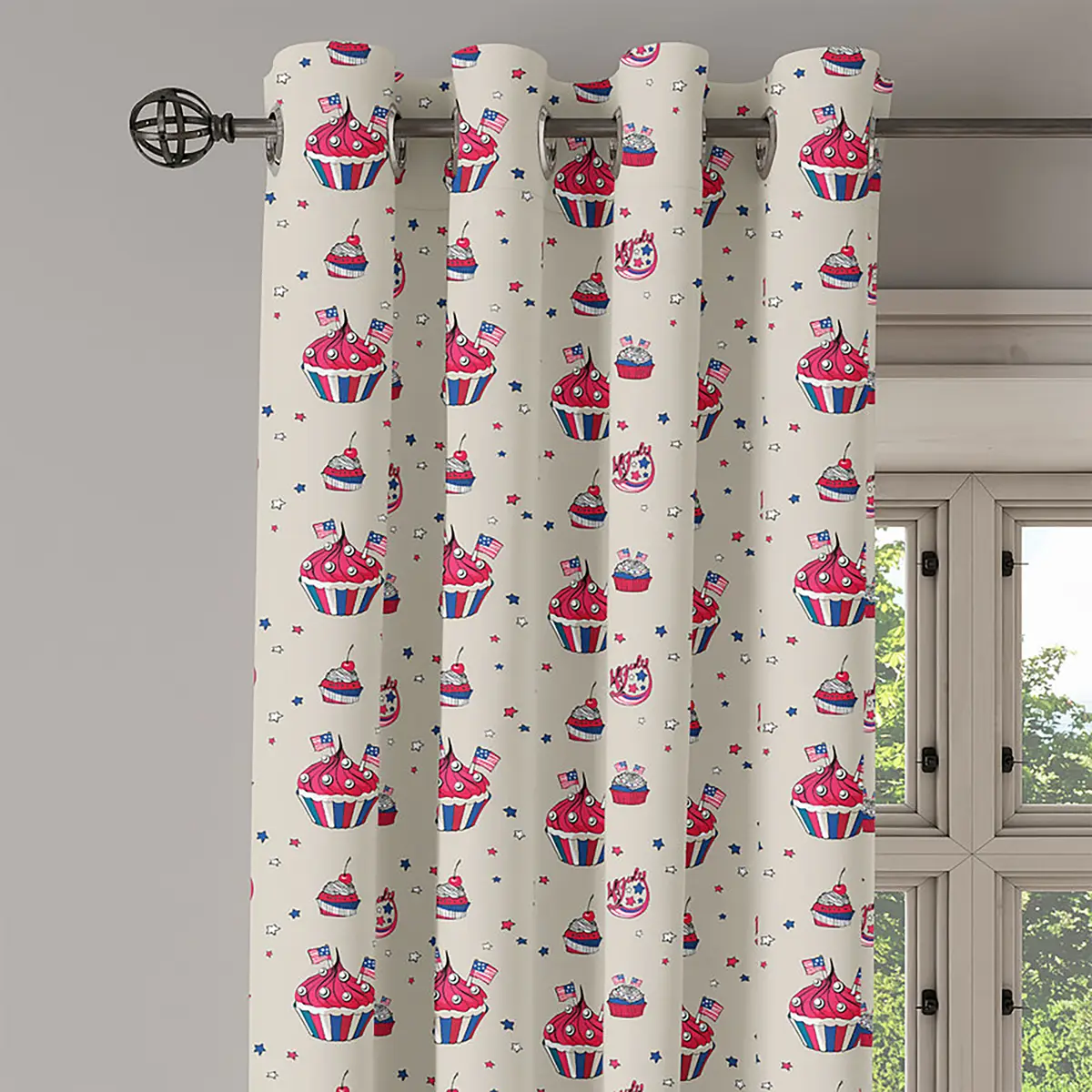 Ösenvorhang Cupcake 2er-Set 225cm | Mehrfarbig