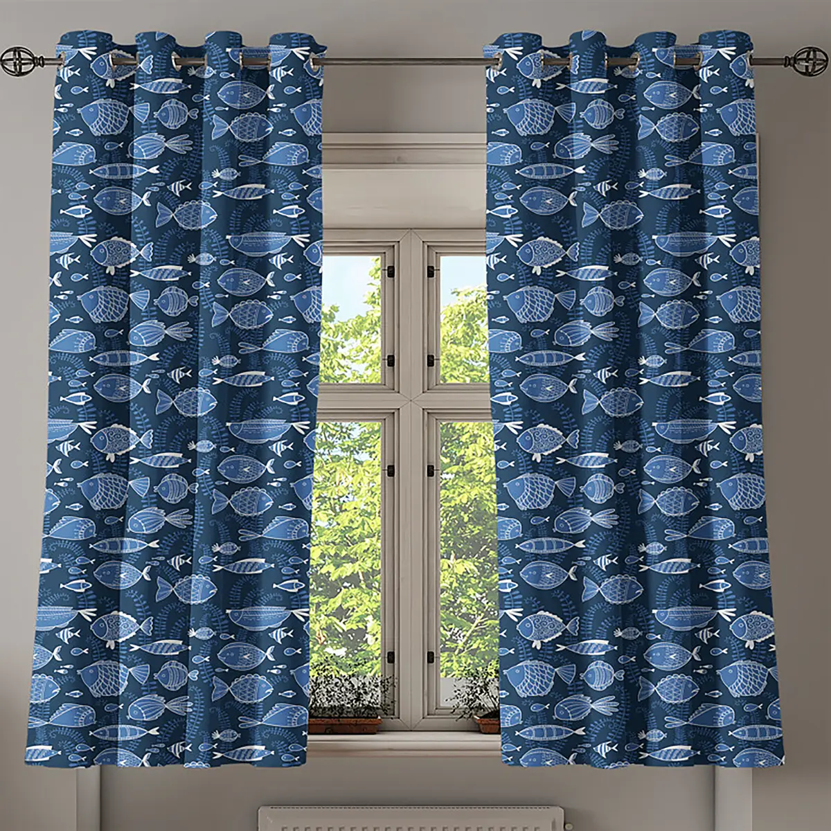 Ösenvorhang Ozean | Blau