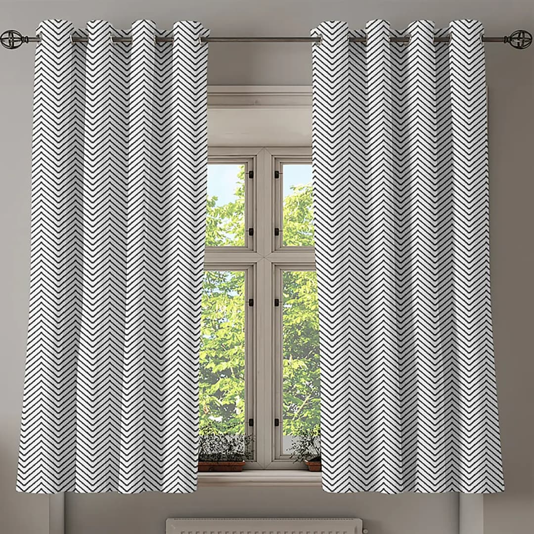 Ösenvorhang Modern 2er-Set 175cm | Schwarz
