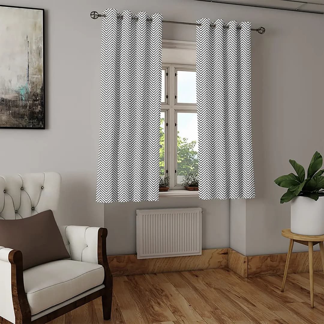 Ösenvorhang Modern 2er-Set 175cm | Schwarz