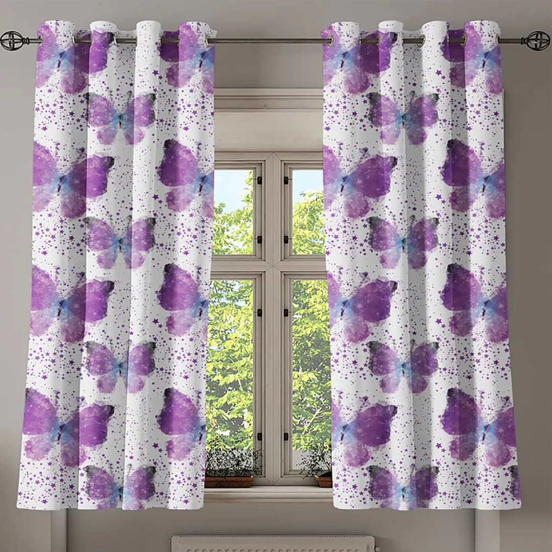 Ösenvorhang Schmetterling 2er-Set 175cm Violett/Violett | Lila