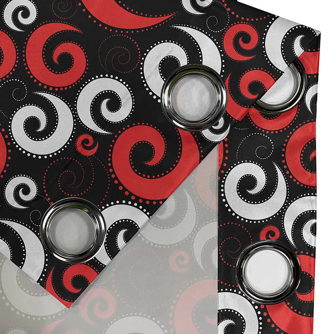 Ösenvorhang Swirl 2er-Set 175cm | Schwarz