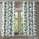 Ösenvorhang Eukalyptus Blätter 2er-Set 175cm Grün/Weiß/Grün
