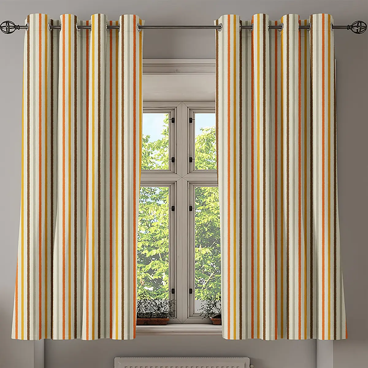 Ösenvorhang Retro Stripes | Gelb