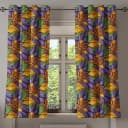 Ösenvorhang Mandala Blume 2er-Set 175cm Violett/Multicolor