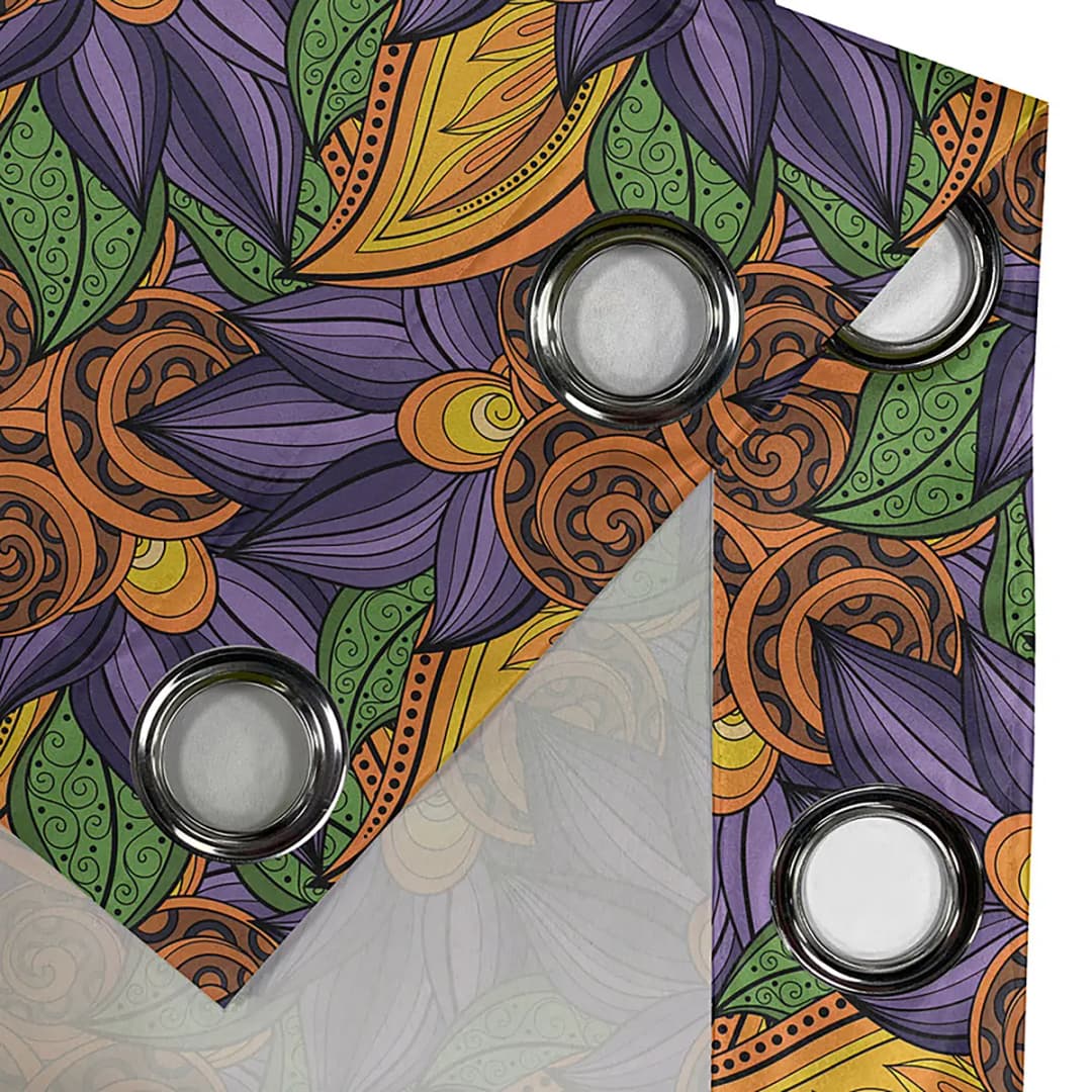 Ösenvorhang Mandala Blume 2er-Set 175cm Violett/Multicolor