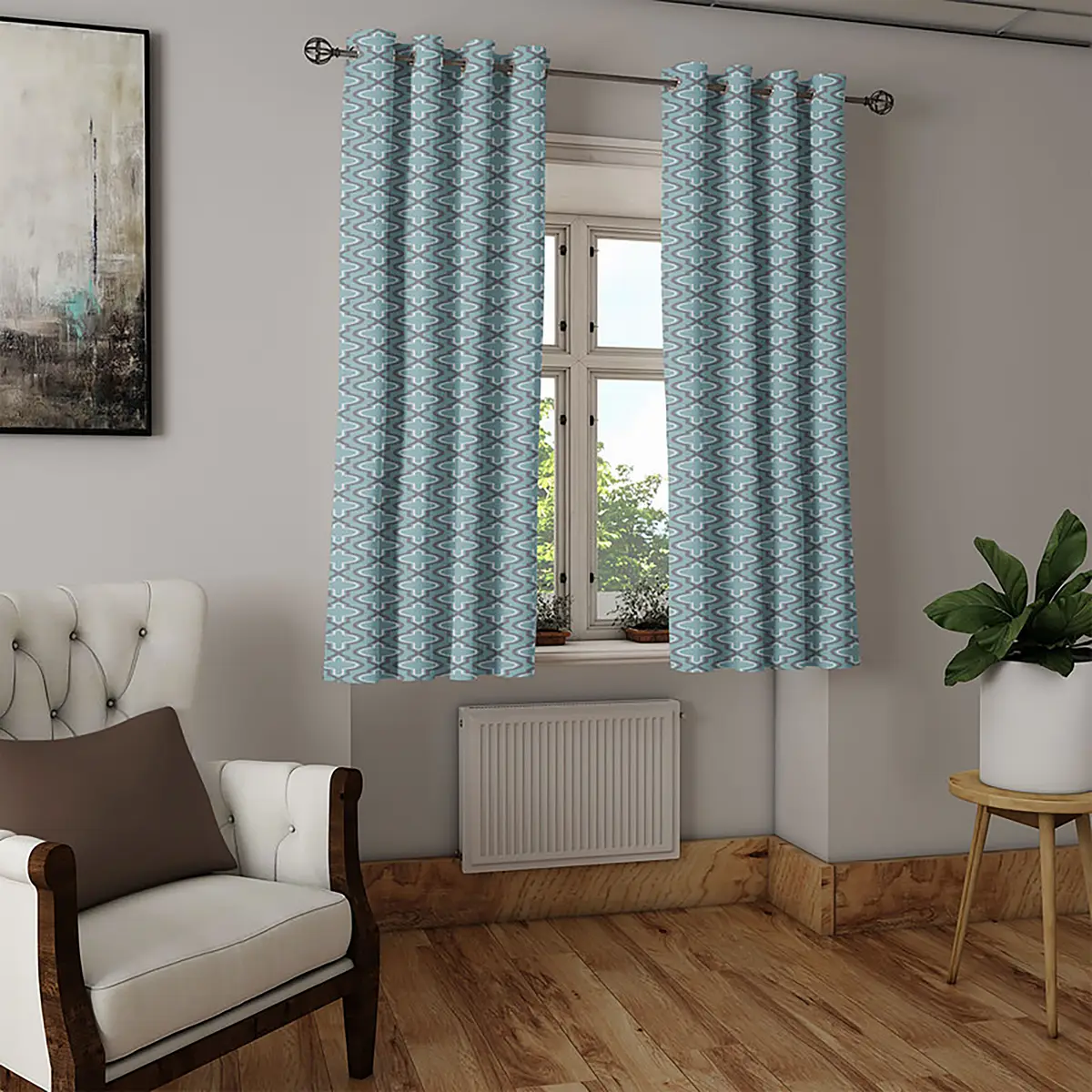 Ösenvorhang Clover 2er-Set 175cm Türkis | Türkis